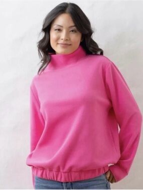 Dudley Stephens Baldwin Mock Neck Pink Terry Fleece